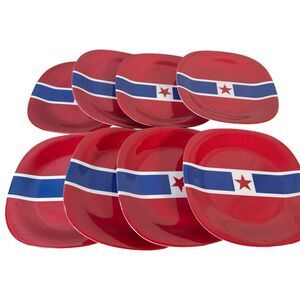 Melamine Red White and‎ Blue Plates - Picnic 4th of July Set of 8